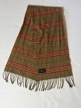 Dior Plaid Wool Scarf in Brown and Red